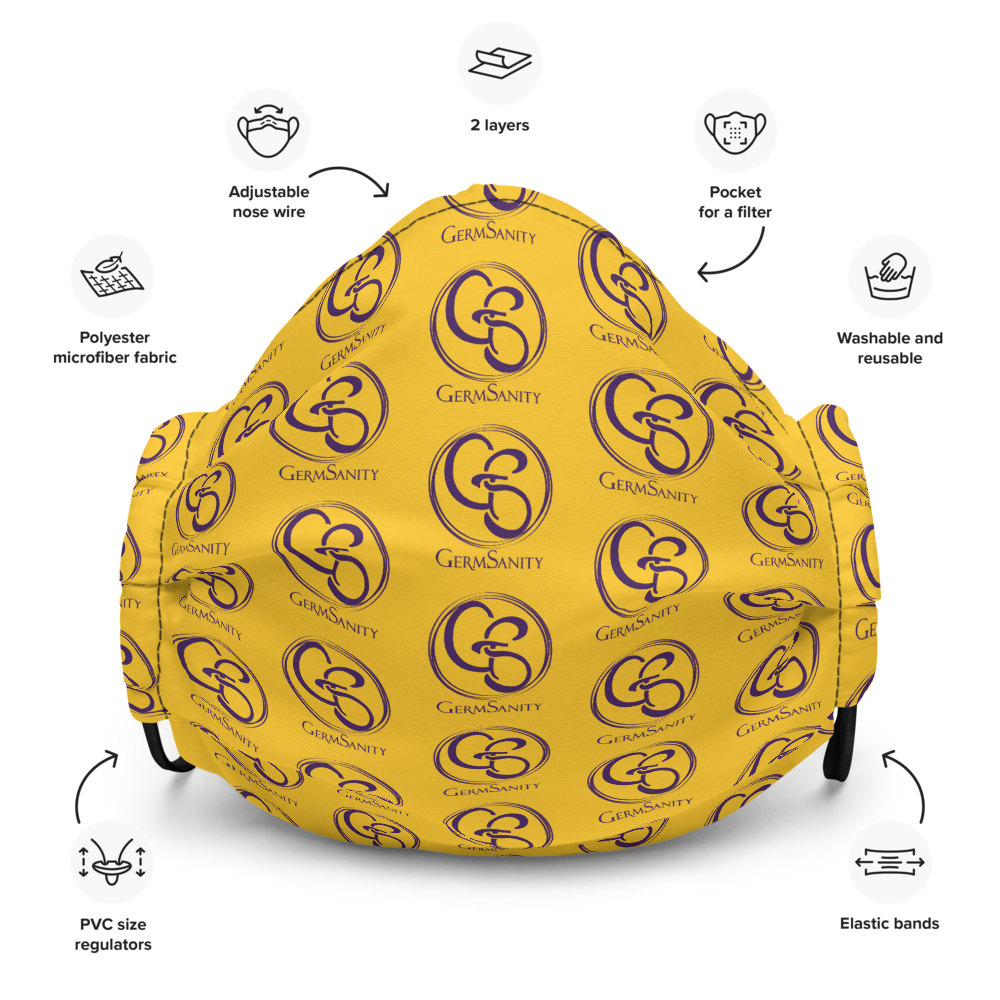 Reusable Face Mask- Gold and Purple - GermSanity